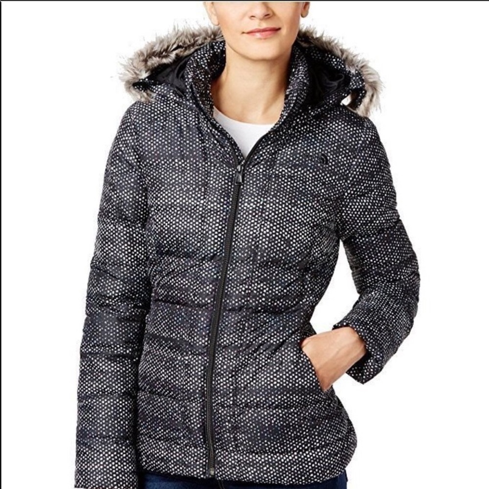 The North Face Black Gotham jacket Donegal Print hood size XXL women’s